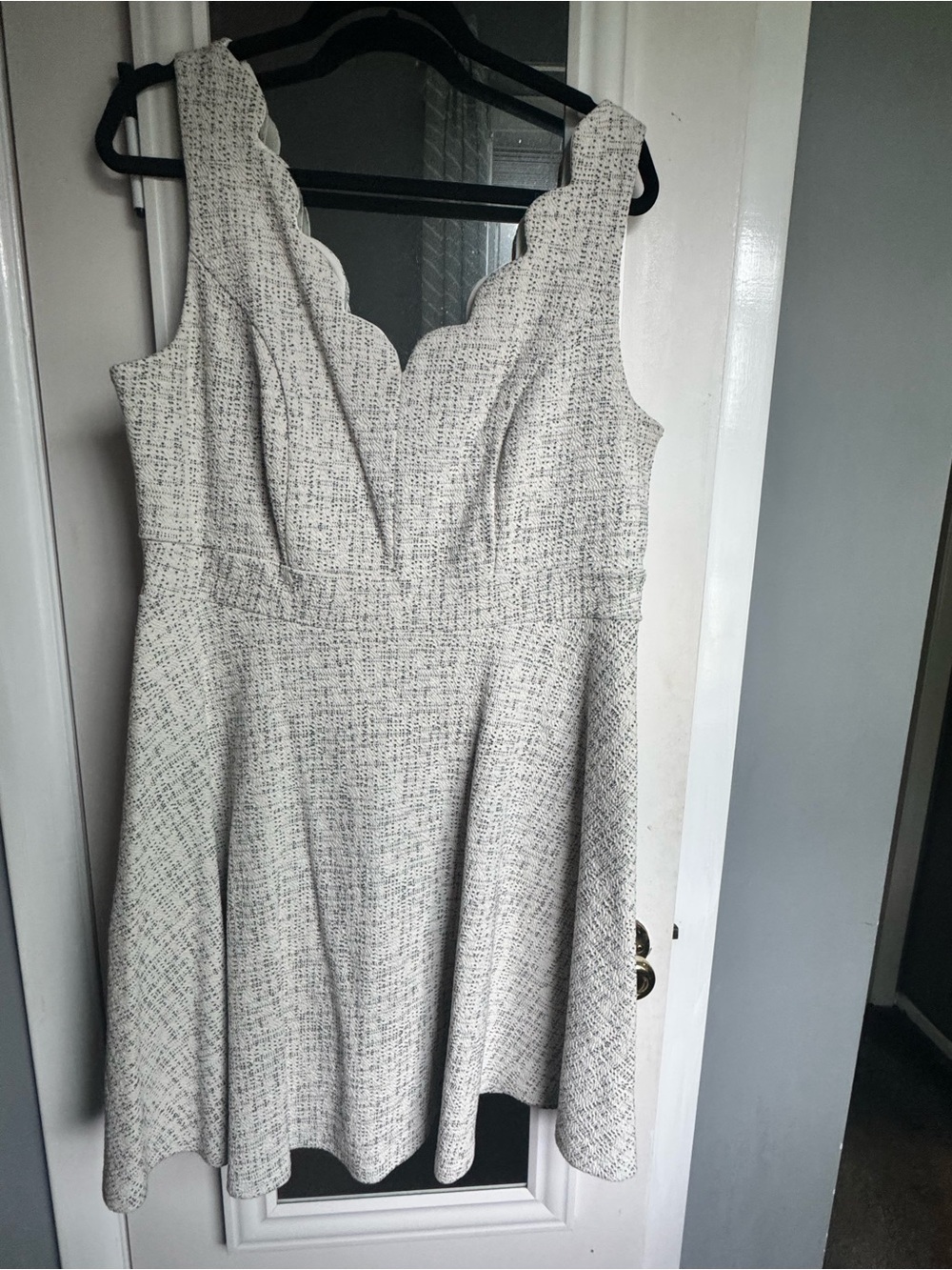 Altar’d state- A Beautiful Soul Fit-and-Flare mini Dress in Light Gray Tweed